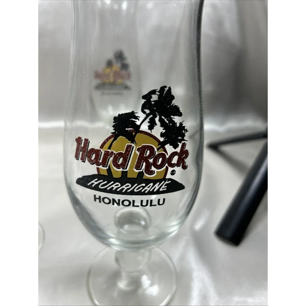 Lot of 5 Hard Rock Cafe Hurricane Glasses 4 Boxes Guitar Stirrer NY Philly AC